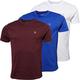 883 Police Mens Short Sleeve Jersey T Shirts Straight Hem 3 Pack (Electric Blue/White/Burgundy, S)