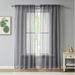 Latitude Run® Wave Lace Semi Sheer Curtains Set Of Two Panels Rod Pocket Voile Curtain For Living Room Bedroom & Kitchen in Gray/Brown | Wayfair