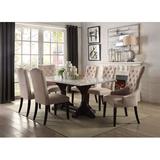 Lark Manor™ Caruthersville 6 - Person Dining Set Wood/Upholstered in Brown/White | 30 H x 40 W x 72 D in | Wayfair CD124EC725DA439089A6CE6E63789548