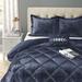 House of Hampton® Nussbaum Crushed Velvet Diamond Quilted Comforter Set Velvet in Blue/Navy | Wayfair 092471857AD6404F93AB4B2FFFBF85B5