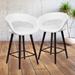 Orren Ellis Palafox Contemporary Vinyl Counter & Bar Height Stool w/ Cappuccino Wood Frame Wood/Upholstered in Black | Wayfair ORNE7208 43619433