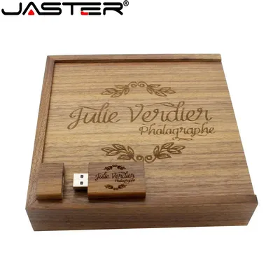 JASTER-Clé USB en bois avec logo gratuit album photo clé USB cadeau de mariage photographie