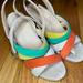 Anthropologie Shoes | Antropologie Leather Wedges Tan Green Orange | Color: Green/Tan | Size: 6.5