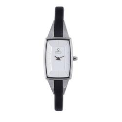 Obaku By Ingersoll Ladies Silver Dial, Black Leather Strap Watch