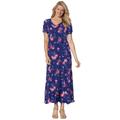 Plus Size Women's Short-Sleeve Crinkle Dress by Woman Within in Evening Blue Wild Floral (Size 4X)
