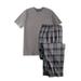 Men's Big & Tall Jersey Knit Plaid Pajama Set by KingSize in Black Plaid (Size 7XL) Pajamas
