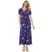 Plus Size Women's Short-Sleeve Crinkle Dress by Woman Within in Evening Blue Wild Floral (Size L)