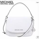 Michael Kors Bags | Michael Kors' Bedford Medium Cross-Body Bag | Color: Gold/White | Size: 12” (W) X 9” (H) X 3” (D)