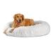 The Original Calming Donut Frost Shag Cuddler Dog Bed, 45" L X 45" W X 9" H, X-Large, Off-White / Grey