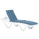 1x White/Navy Moroccan Sun Lounger & Cushion Set - Adjustable Reclining Outdoor Patio Furniture Master Range by Harbour Housewares