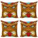 East Urban Home Ambesonne Tiki Bar Decorative Throw Pillow Case Pack Of 4, Cartoon Style Angry Looking Tiki Warrior Colorful Totem Culture Print | Wayfair