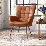 Wingback Chair - Steelside™ Aichele 28" W Tufted Faux Leather Wingback Chair Faux Leather in Brown | 38.6 H x 28 W x 31.3 D in | Wayfair