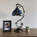 World Menagerie Copemish Tiffany Table Lamp Dragonfly Stained Glass LED Bulb Included Iron Metal Leaves H21" Resin/Glass | Wayfair