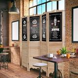 Loon Peak® 4-Panel Folding Privacy Room Divider Screen w/ Chalkboard Wood in Brown/Gray | 68 H x 63.5 W x 3.5 D in | Wayfair