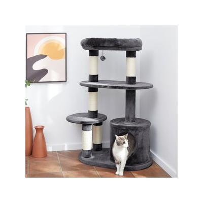 Frisco 48.25-in Heavy Duty Faux Fur Cat Tree & Condo, Dark Charcoal