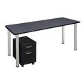 Inbox Zero Kee Office Desk Table w/ Mobile Pedestal Drawer Top Wood in Gray | 29 H x 24 D in | Wayfair F50072E0F46741FAB0D80A3D6D1CD23F