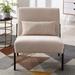 Slipper Chair - Corrigan Studio® Brontie 66.04Cm Wide Tufted Slipper Chair Cotton in White/Brown | 29 H x 26 W x 24 D in | Wayfair