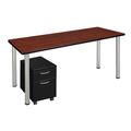 Inbox Zero Kee Office Desk Table w/ Mobile Pedestal Drawer Top Wood in Gray | 29 H x 24 D in | Wayfair 129B609C4B8E4BF4931D9EC4A568ABF9