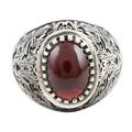 Burning Hearth,'Men's Garnet and Sterling Silver Cocktail Ring'