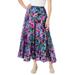 Plus Size Women's Pull-On Elastic Waist Crinkle Printed Skirt by Woman Within in Black Multi Tropicana (Size 5X)