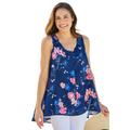 Plus Size Women's High-Low Button Front Tank by Woman Within in Evening Blue Wild Floral (Size 1X) Top