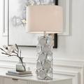Lite Source Godfried Plated Silver Column Ceramic Table Lamp