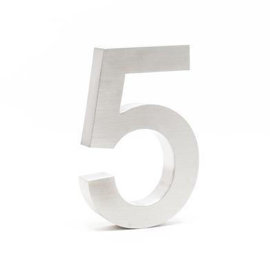 Hausnummer 5 silberfarbene Edelstahl Hausnummer in modernem 3D-Design, Höhe 20 cm, Schrift Arial, Image