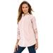 Plus Size Women's Long-Sleeve Kate Big Shirt by Roaman's in Antique Strawberry Stripe (Size 14 W) Button Down Shirt Blouse