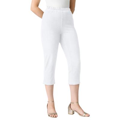 Plus Size Women's Comfort Stretch Capri Jean by Denim 24/7 by Roamans in White Denim (Size 24 W)