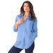 Plus Size Women's Long-Sleeve Kate Big Shirt by Roaman's in French Blue (Size 28 W) Button Down Shirt Blouse