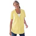 Plus Size Women's Seersucker Baseball Shirt by Woman Within in Primrose Yellow Pop Stripe (Size 4X)