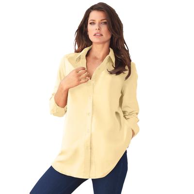 Plus Size Women's Long-Sleeve Kate Big Shirt by Roaman's in Banana (Size 44 W) Button Down Shirt Blouse