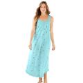 Plus Size Women's Long Embroidered Gown by Dreams & Co. in Pale Ocean (Size 30/32) Pajamas