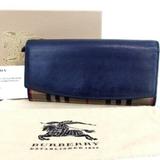 Burberry Bags | Burberry Nova Check Plaid Blue Leather Xl Wallet | Color: Red/Tan | Size: 8"L X 1.75"W X 4"H