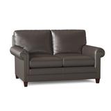 Bradington-Young Raylen 59.5" Genuine Leather Rolled Arm Loveseat Genuine Leather in Brown | 35.5 H x 59.5 W x 39 D in | Wayfair