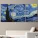 IDEA4WALL Starry Night By Vincent Van Gogh - 3 Piece Wrapped Canvas Painting Print Set Canvas in Black/Blue/Gray | 24 H x 48 W x 1.5 D in | Wayfair