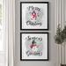 The Holiday Aisle® Snowman Merry Christmas - 2 Piece Textual Art Print Set Paper, Solid Wood in Gray/Green/Pink | 30.5 H x 61 W x 1.5 D in | Wayfair