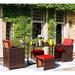 Williston Forge Fransje Outdoor 5 Pieces Patio Dining Sets w/ Ottomans Glass Table Glass/Wicker/Rattan in Brown | 43 W x 43 D in | Wayfair