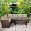 Red Barrel Studio® Alora Wicker/Rattan 6 - Person Seating Group w/ Cushions Synthetic Wicker/All - Weather Wicker/Wicker/Rattan in Brown | Outdoor Furniture | Wayfair