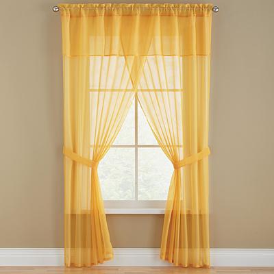 Wide Width BH Studio Sheer Voile 5-Pc. One-Rod Curtain Set by BH Studio in Daffodil (Size 96