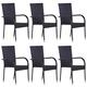 Festnight Stackable Outdoor Chairs Garden Dining Chairs Set of 6 pcs Poly Rattan Black