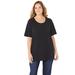 Plus Size Women's Suprema® Ultra-Soft Scoopneck Tee by Catherines in Black (Size 2X)