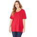 Plus Size Women's Suprema® Ultra-Soft Scoopneck Tee by Catherines in Classic Red (Size 2X)