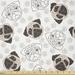 East Urban Home Dog Fabric By The Yard, Pug Portraits Traces Paw Print Background Canine Pet Illustration Mammal Animal in White | 36 W in | Wayfair