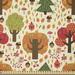 East Urban Home Forest Fabric By The Yard, Colorful Cartoon Art Of Autumn Weather Woodland Flora w/ Various Tree Species in White | 36 W in | Wayfair