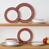 Noritake Crochet Set Of 4 Dinner Plates, 11" Bone China/Ceramic in Gray/Red/White | 11 W in | Wayfair 4966-406D