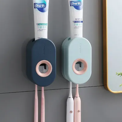 Ensemble de presse-dentifrice automatique adhésif porte-brosse à dents presse-dentifrice à