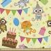 East Urban Home Ambesonne Happy Birthday Fabric By The Yard, Cartoon Funny Cats & Party Flags w/ Stars Presents Cake | 36 W in | Wayfair