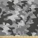 East Urban Home Ambesonne Black & Grey Fabric By The Yard, Stain Like Camouflage Pattern In Gloomy Greyscale Tones | 90 W in | Wayfair