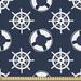 East Urban Home Nautical Blue By The Yard, Summer Marine Patter w/ & Wheel, Decorative For Upholstery & Home Accents, Blue in White | Wayfair